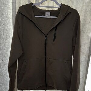 Zara Khaki Green Hooded Jacket